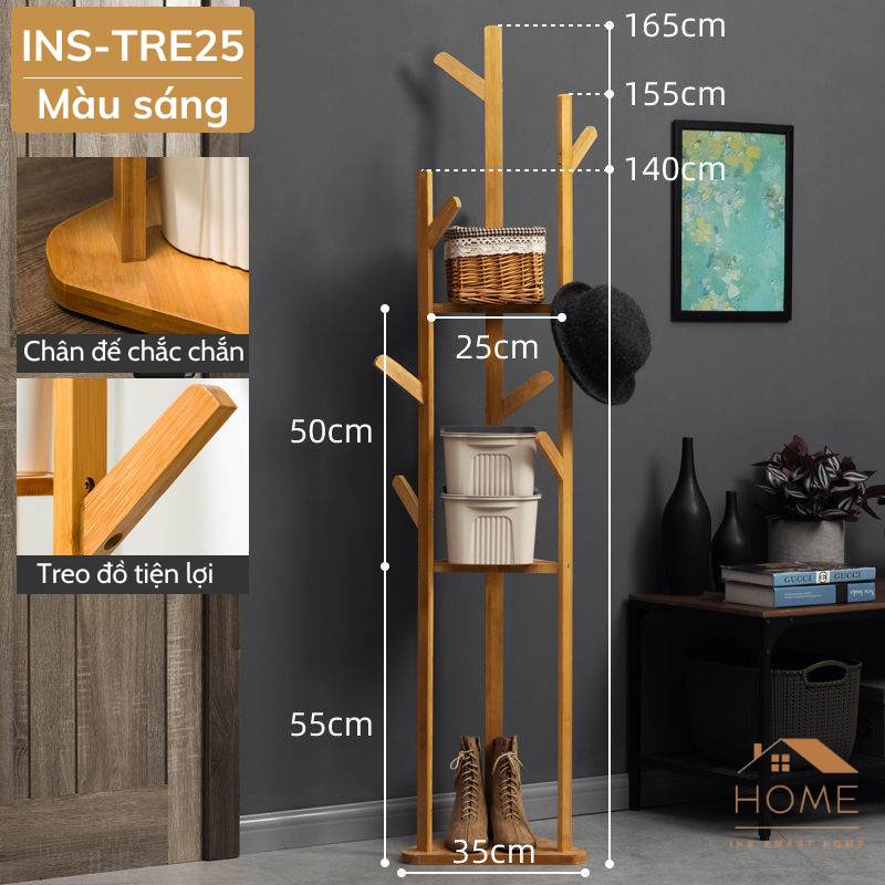 Cây Treo Quần Áo 9 Nhánh Decor Siêu Sang, Treo Đồ Tiện Lợi (Màu Sáng)