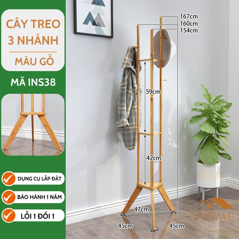 Cây Treo Quần Áo 3 Nhánh Nhập Khẩu Cao Cấp (Màu Sáng)