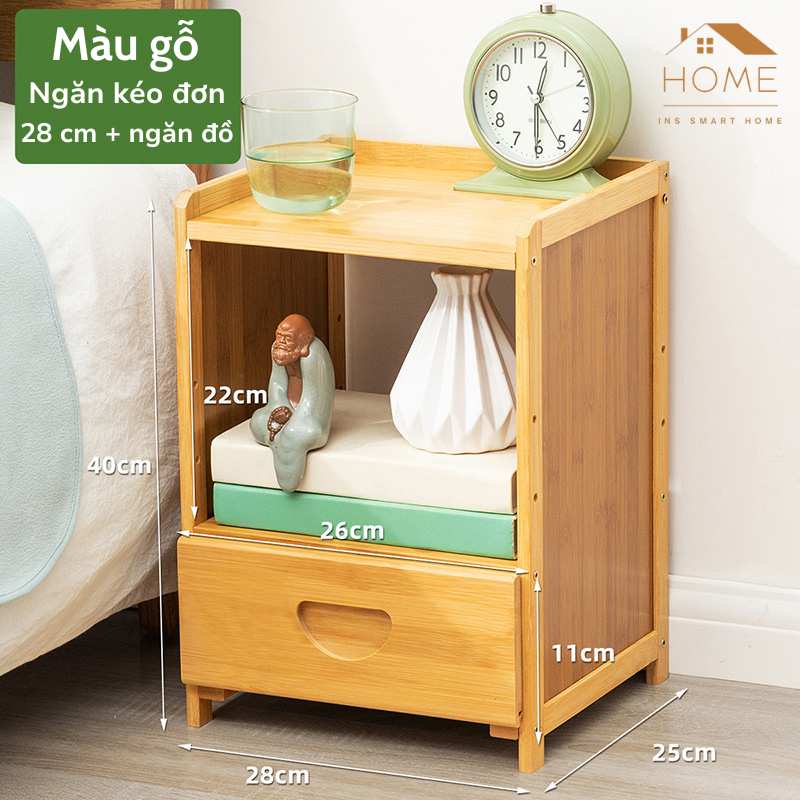 Tab Đầu Giường Gỗ Tre Tự Nhiên 1 Ngăn Kéo (Màu gỗ tự nhiên)