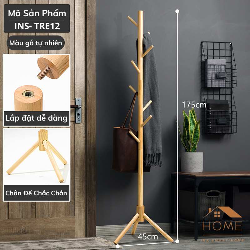 Giá Treo Đồ 3 Chân Hình Cây Chất Liệu Gỗ Thông, Hàng Nhập Khẩu Cao Cấp