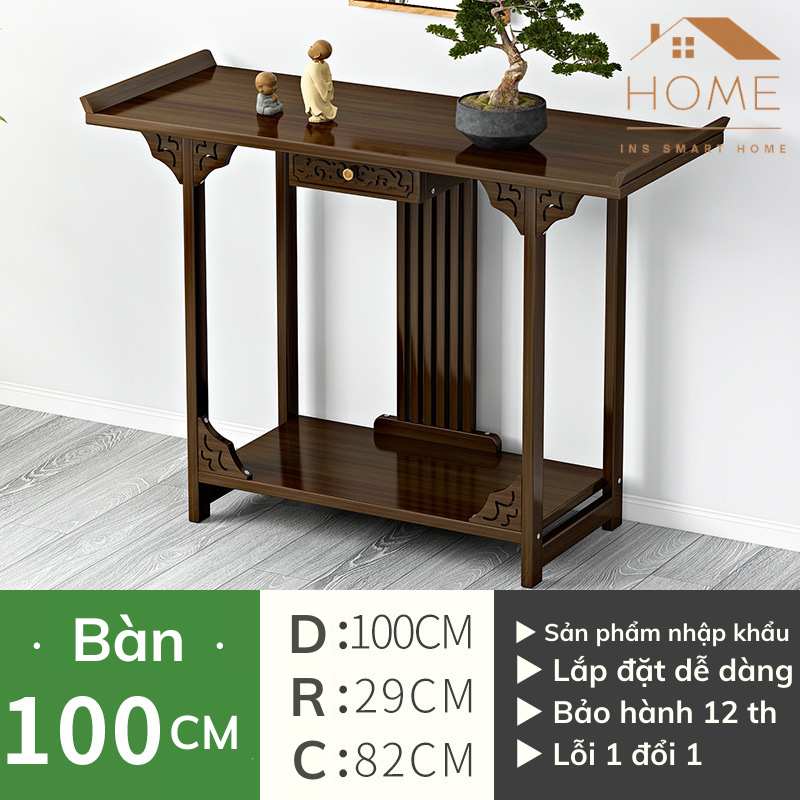 Bàn Cúng Hiện Đại Dành Cho Gia Đình, Bàn Thờ, Bàn Trang Trí Tiểu Cảnh, Bàn Trang Trí Thư Pháp Chất Liệu Gỗ Tre Tự Nhiên (Tre28)